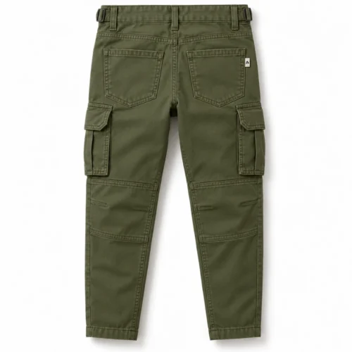 Olive Boys' Straight Fit Six-Pocket Cargo Pants - back design visualization