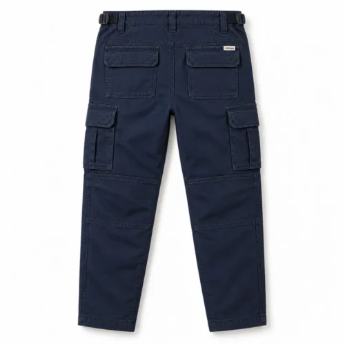 Navy Boys' Straight Fit Reinforced Knee Cargo Pants - back design visualization