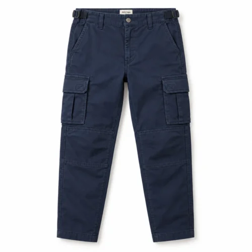 Navy Boys' Straight Fit Reinforced Knee Cargo Pants - front design visualization