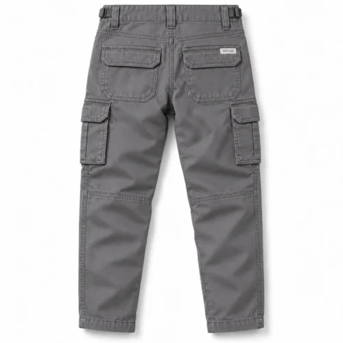 Grey Boys' Classic Fit Multi-Pocket Cargo Pants - back design visualization