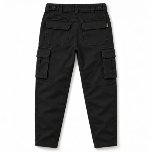 Black Boys' Classic Fit Adjustable Waist Cargo Pants - back design visualization