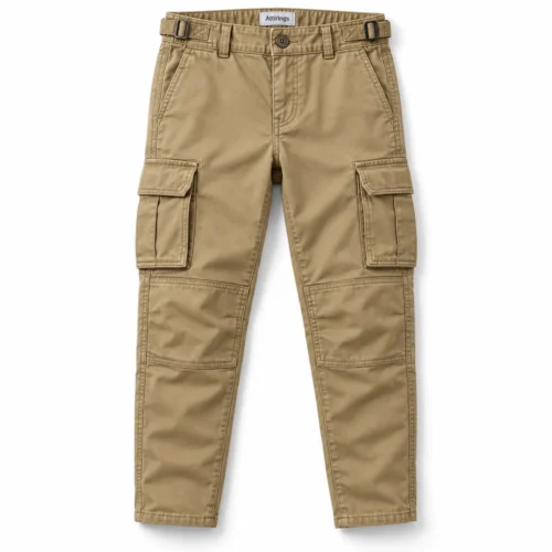 Khaki Boys' Classic Fit Utility Style Cargo Pants - front design visualization