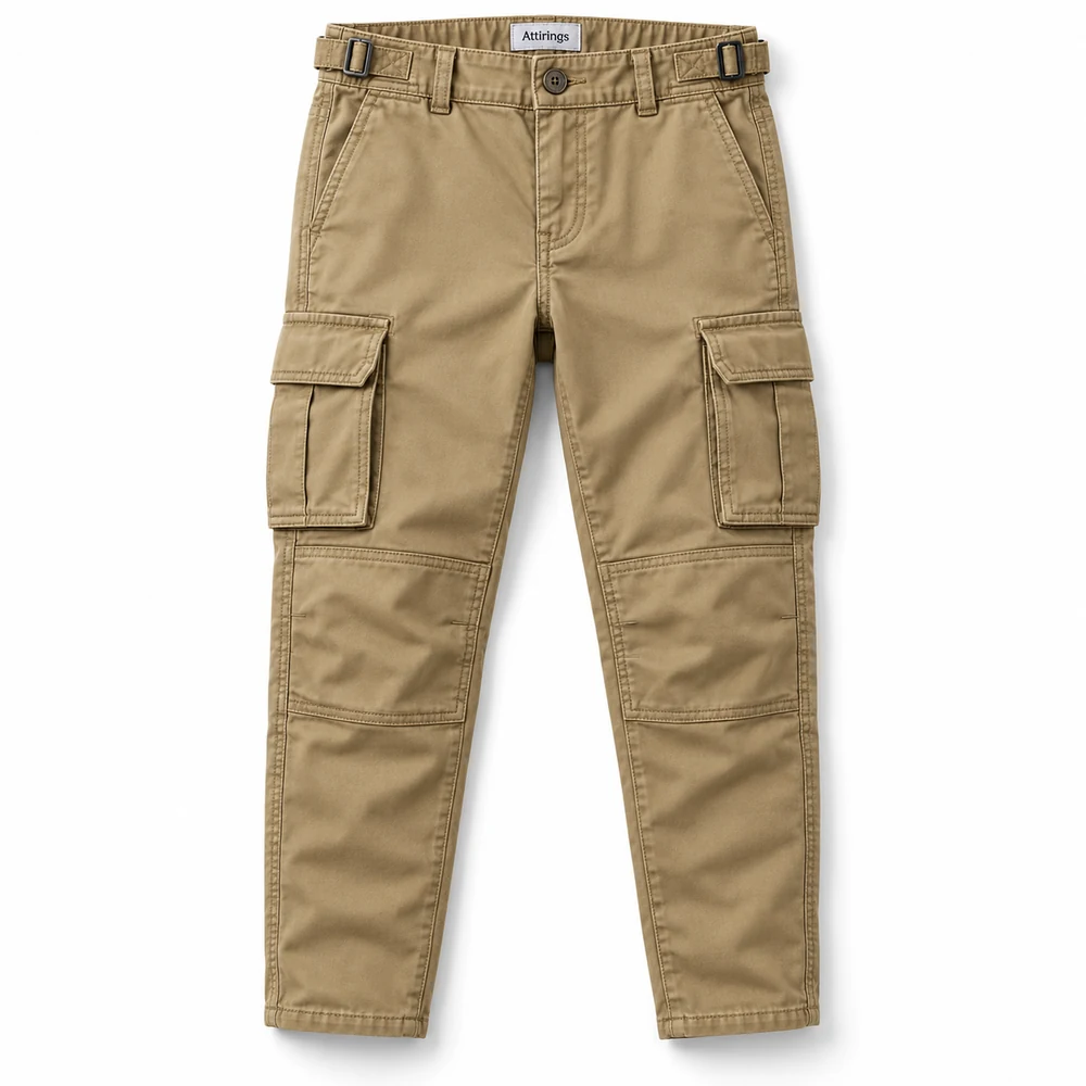 Khaki Boys' Classic Fit Utility Style Cargo Pants - front design visualization