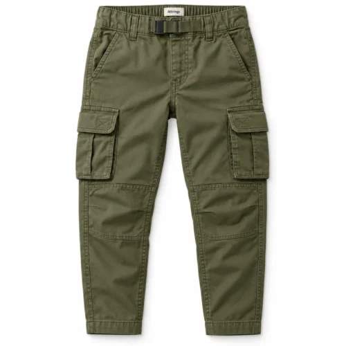 Olive Boys' Classic Fit Tapered Leg Cargo Pants - front design visualization