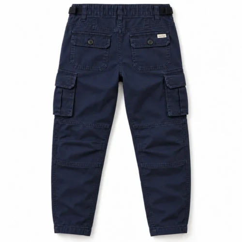 Navy Boys' Classic Fit Six-Pocket Cargo Pants - back design visualization