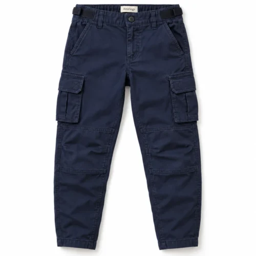 Navy Boys' Classic Fit Six-Pocket Cargo Pants - front design visualization