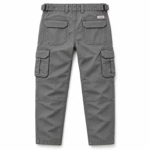 Grey Boys' Classic Fit Reinforced Knee Cargo Pants - back design visualization
