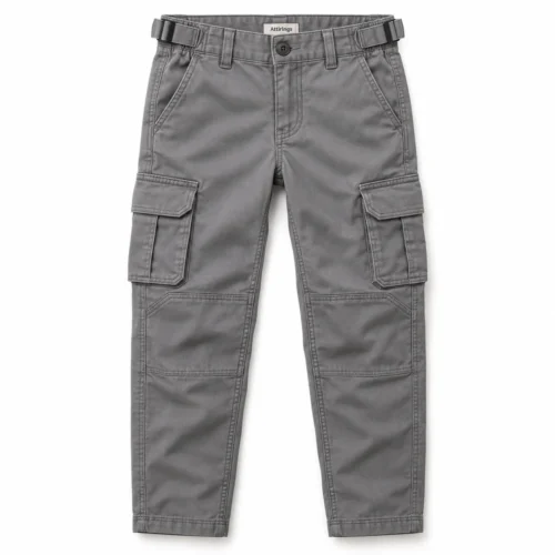 Grey Boys' Classic Fit Reinforced Knee Cargo Pants - front design visualization