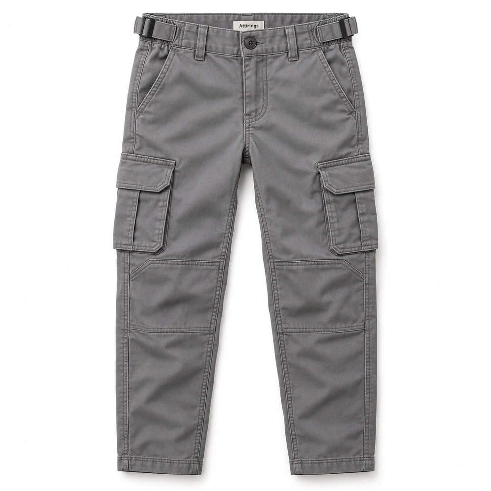 Boys’ Classic Fit Reinforced Knee Cargo Pants – Front Boys' Cargo Pants collection illustration for wholesale enquiries