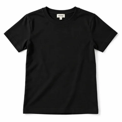 Black Boys' Slim Fit Crew Neck T-Shirt - front design visualization