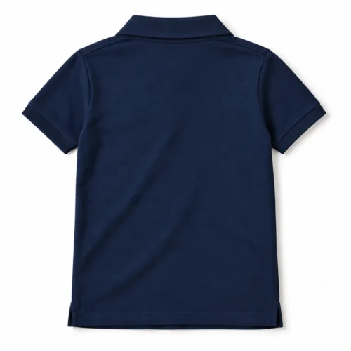 Navy Boys' Slim Fit Polo Collar T-Shirt - back design visualization