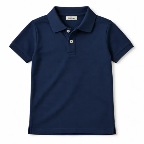 Navy Boys' Slim Fit Polo Collar T-Shirt - front design visualization