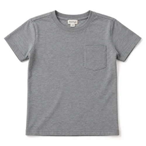 Grey Boys' Slim Fit Pocket T-Shirt - front design visualization