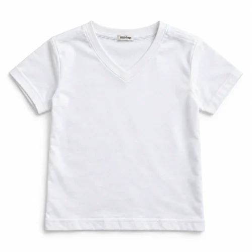 White Boys' Regular Fit V-Neck T-Shirt - front design visualization