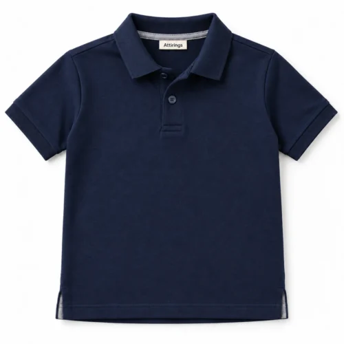 Navy Boys' Regular Fit Polo Collar T-Shirt - front design visualization