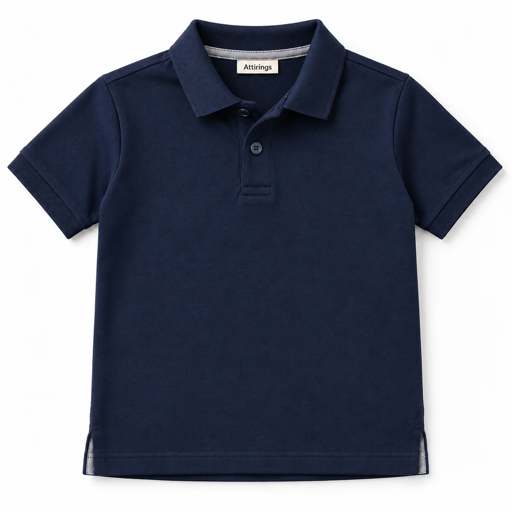 Navy Boys' Regular Fit Polo Collar T-Shirt - front design visualization