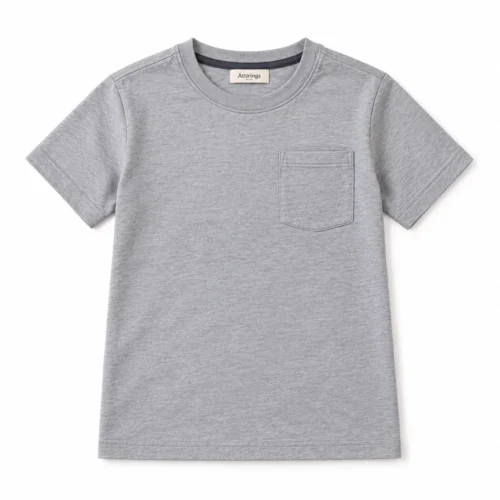 Grey Boys' Regular Fit Pocket T-Shirt - front design visualization