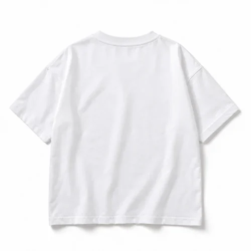 White Boys' Oversized Fit V-Neck T-Shirt - back design visualization