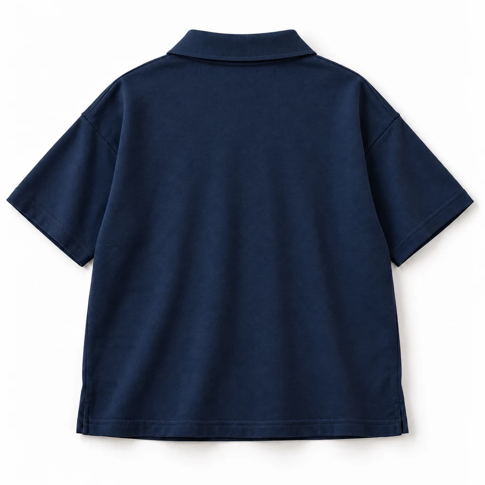 Navy Boys' Oversized Fit Polo Collar T-Shirt - back design visualization