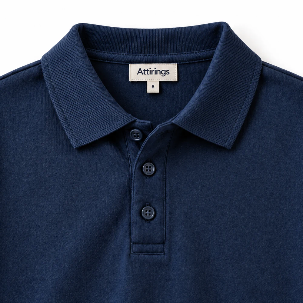 Navy Boys' Oversized Fit Polo Collar T-Shirt - detail design visualization