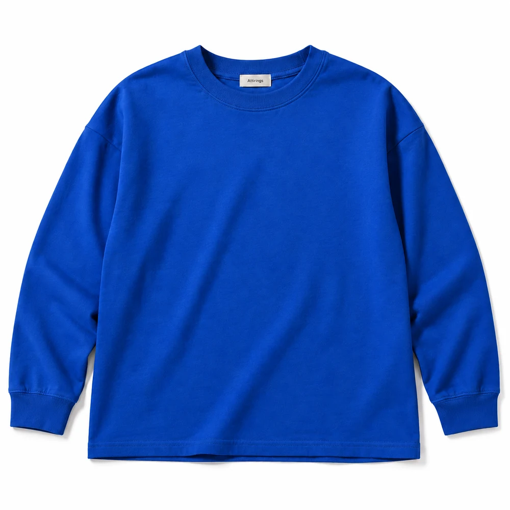 Royal Blue Boys' Oversized Fit Long Sleeve T-Shirt - front design visualization