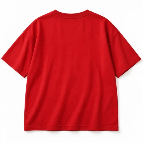 Red Boys' Oversized Fit Printed Graphic T-Shirt - back design visualization