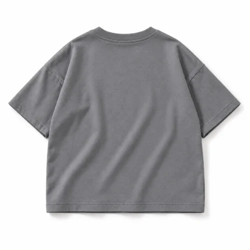 Grey Boys' Oversized Fit Pocket T-Shirt - back design visualization