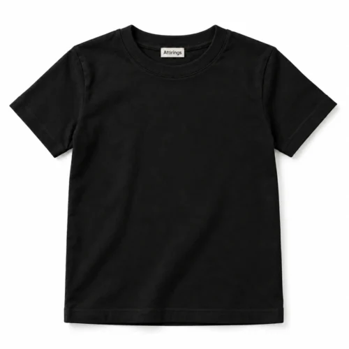 Black Boys' Classic Fit Crew Neck T-Shirt - front design visualization