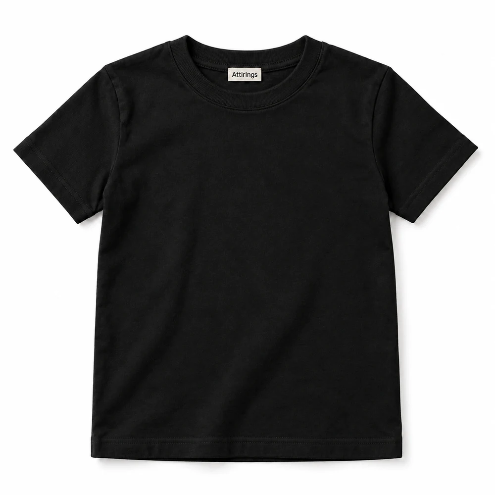 Black Boys' Classic Fit Crew Neck T-Shirt - front design visualization