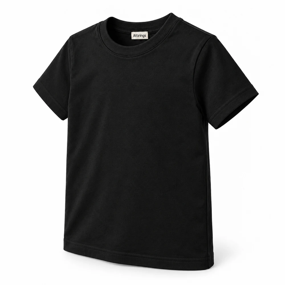 Black Boys' Classic Fit Crew Neck T-Shirt - side design visualization