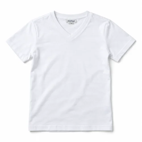 White Boys' Classic Fit V-Neck T-Shirt - front design visualization