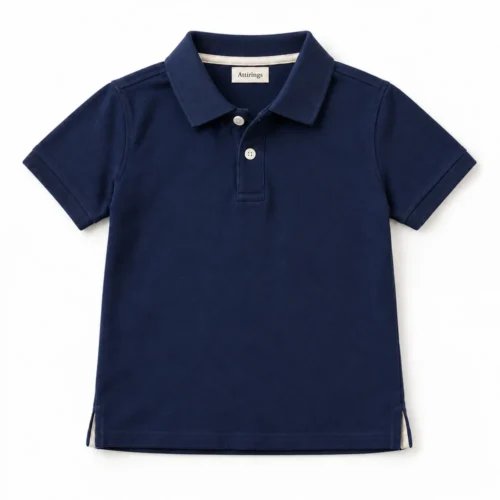 Navy Boys' Classic Fit Polo Collar T-Shirt - front design visualization