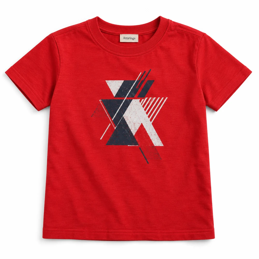 Red Boys' Classic Fit Printed Graphic T-Shirt - front design visualization