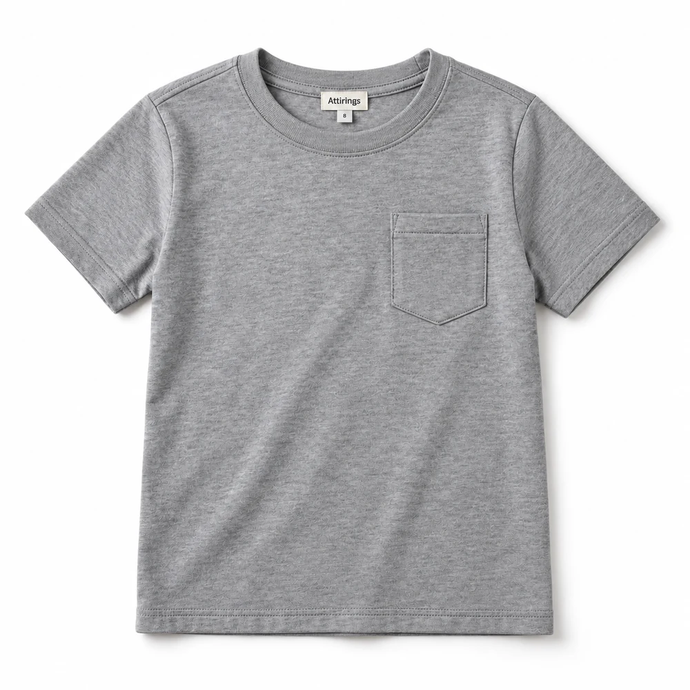 Grey Boys' Classic Fit Pocket T-Shirt - front design visualization