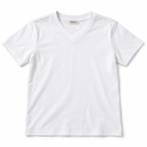 White Boys' Relaxed Fit V-Neck T-Shirt - front design visualization