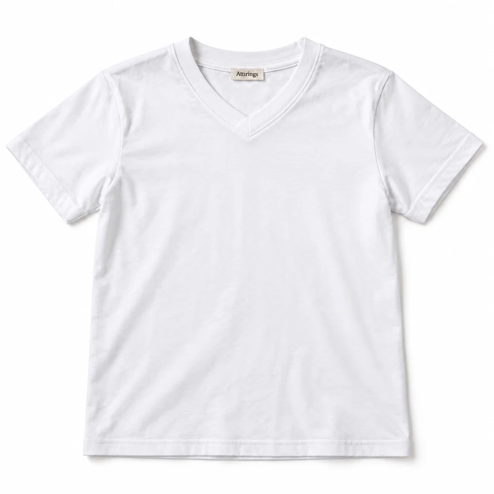 White Boys' Relaxed Fit V-Neck T-Shirt - front design visualization