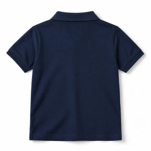 Navy Boys' Relaxed Fit Polo Collar T-Shirt - back design visualization