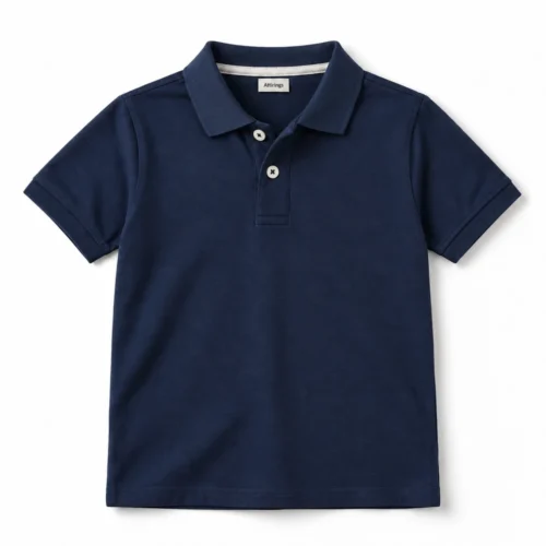 Navy Boys' Relaxed Fit Polo Collar T-Shirt - front design visualization