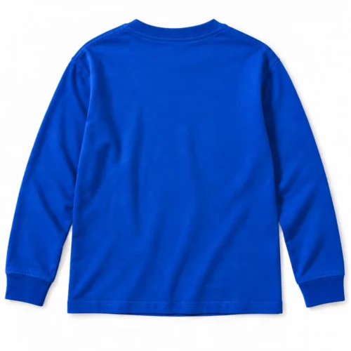 Royal Blue Boys' Relaxed Fit Long Sleeve T-Shirt - back design visualization