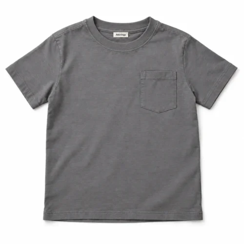 Grey Boys' Relaxed Fit Pocket T-Shirt - front design visualization