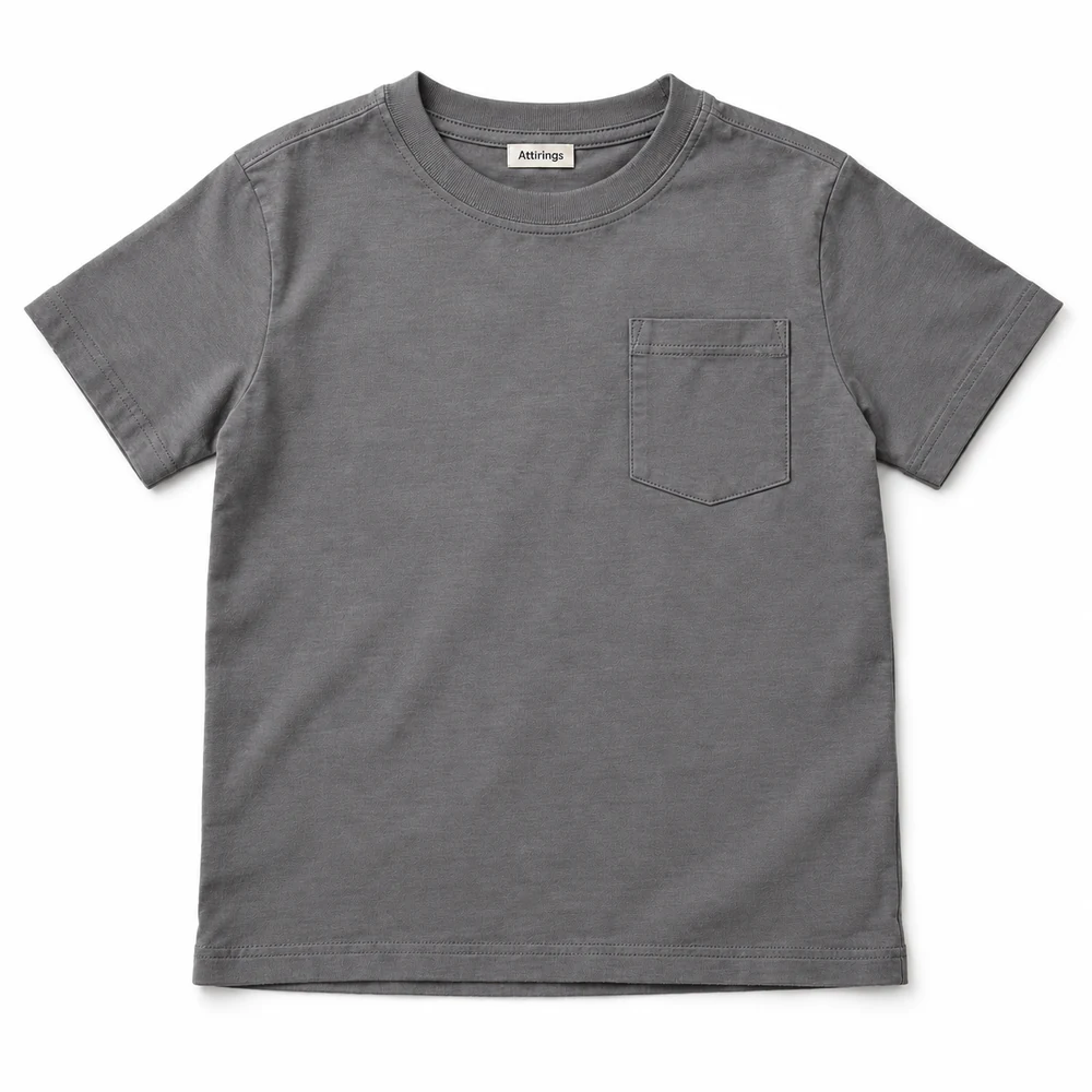 Grey Boys' Relaxed Fit Pocket T-Shirt - front design visualization