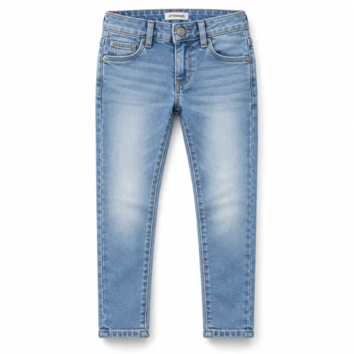 Attirings Boys' Skinny Fit Light Wash Jeans front design visualization