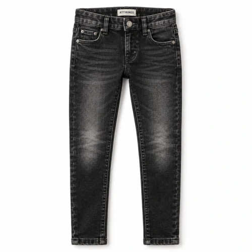 Attirings Boys' Skinny Fit Stone Wash Jeans front design visualization
