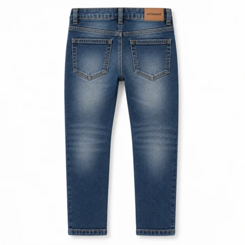 Attirings Boys' Slim Fit Light Wash Jeans back design visualization