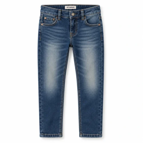 Attirings Boys' Slim Fit Light Wash Jeans front design visualization