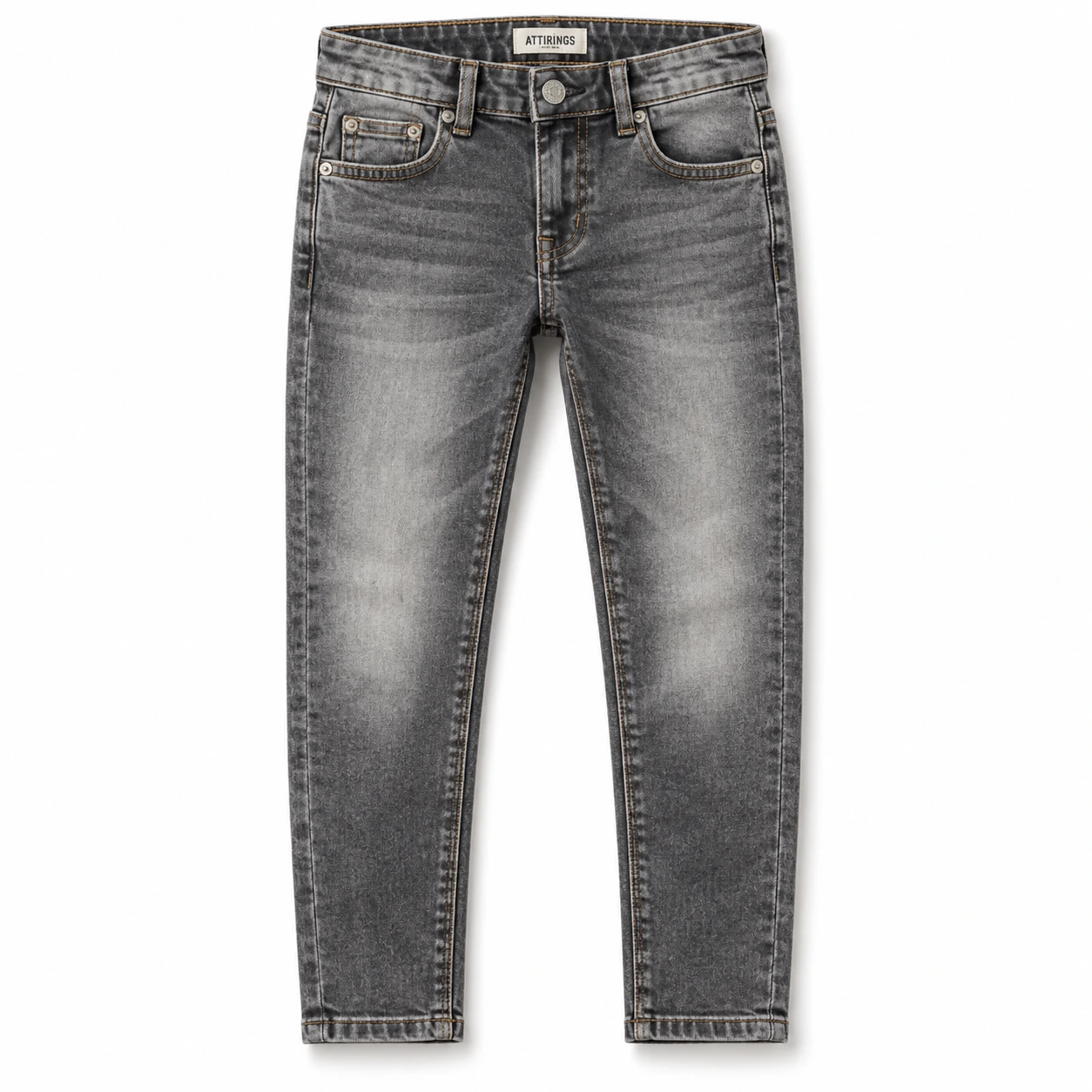 Attirings Boys' Slim Fit Stone Wash Jeans front design visualization