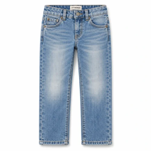 Attirings Boys' Straight Fit Stone Wash Jeans front design visualization
