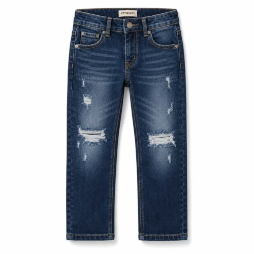 Attirings Boys' Straight Fit Distressed Jeans front design visualization