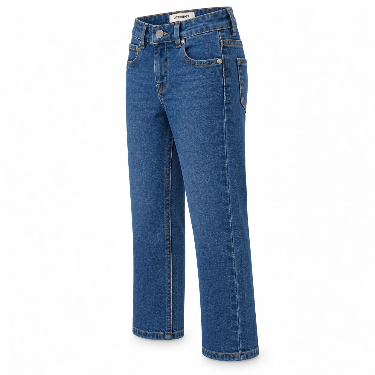 Attirings Boys' Regular Fit Dark Wash Jeans side design visualization