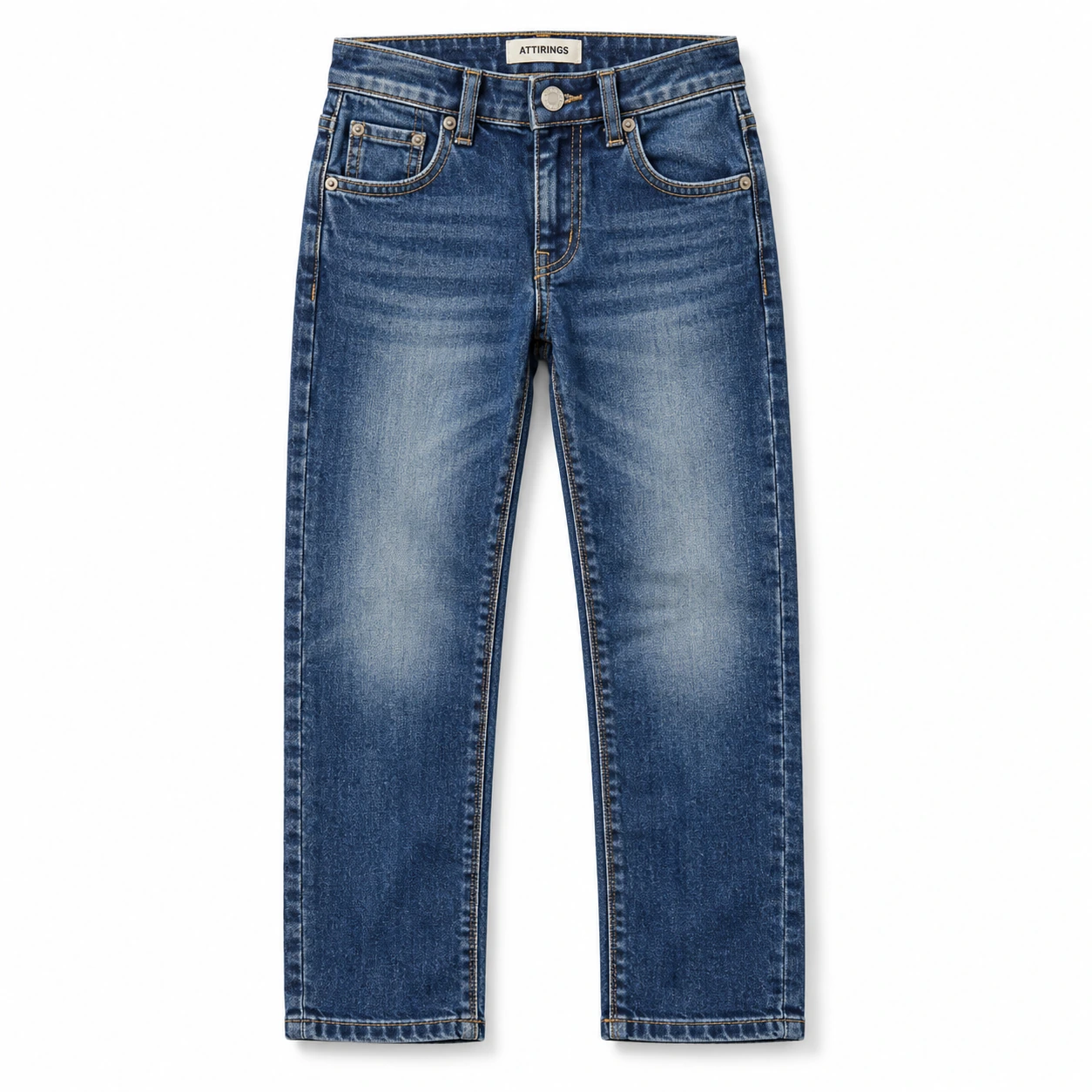 Attirings Boys' Regular Fit Stone Wash Jeans front design visualization